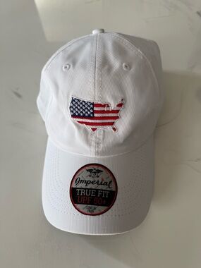 Imperial White Hat with American Flag Patch